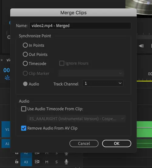 remove audio from av clip