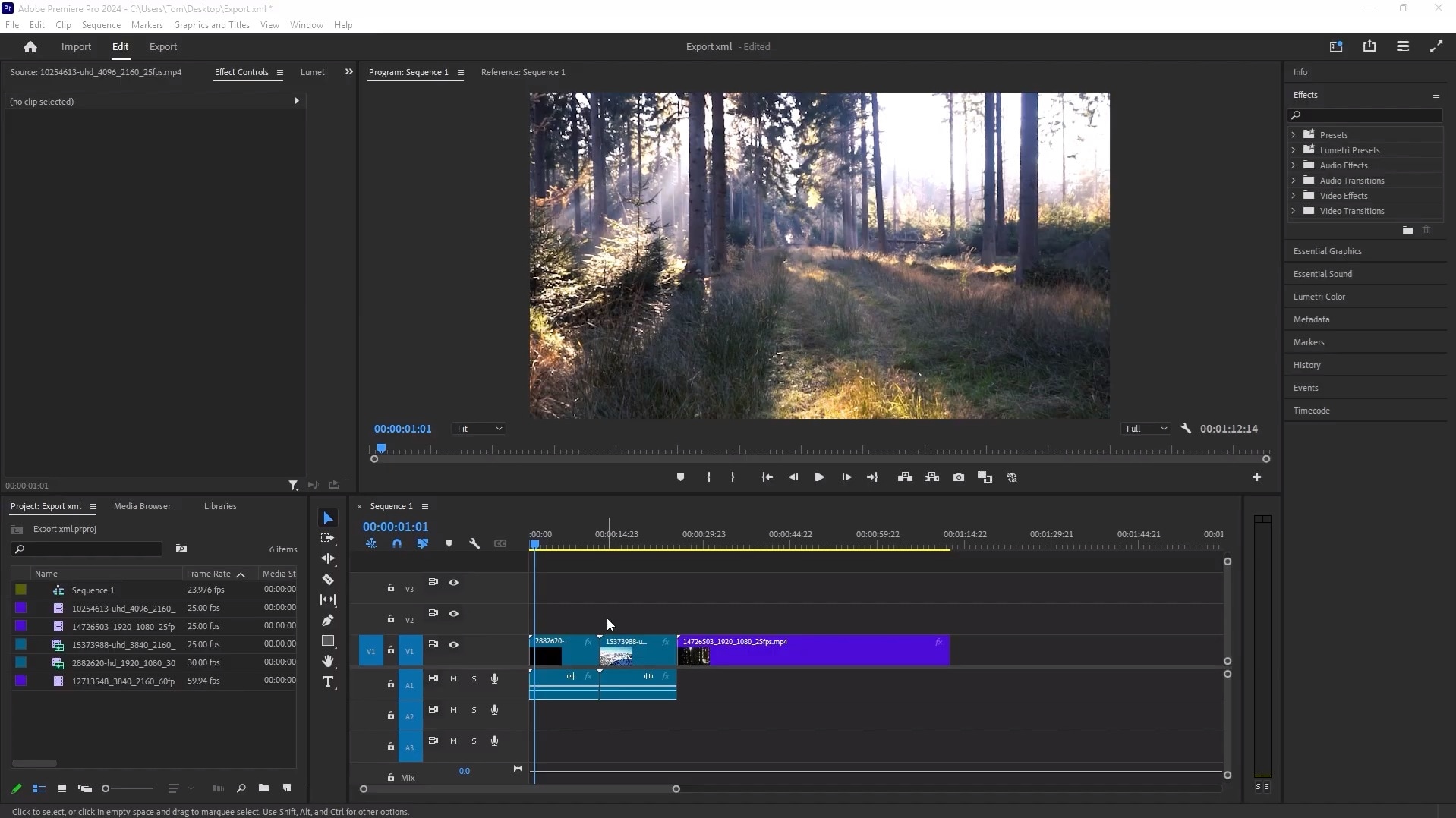 load project in premiere pro