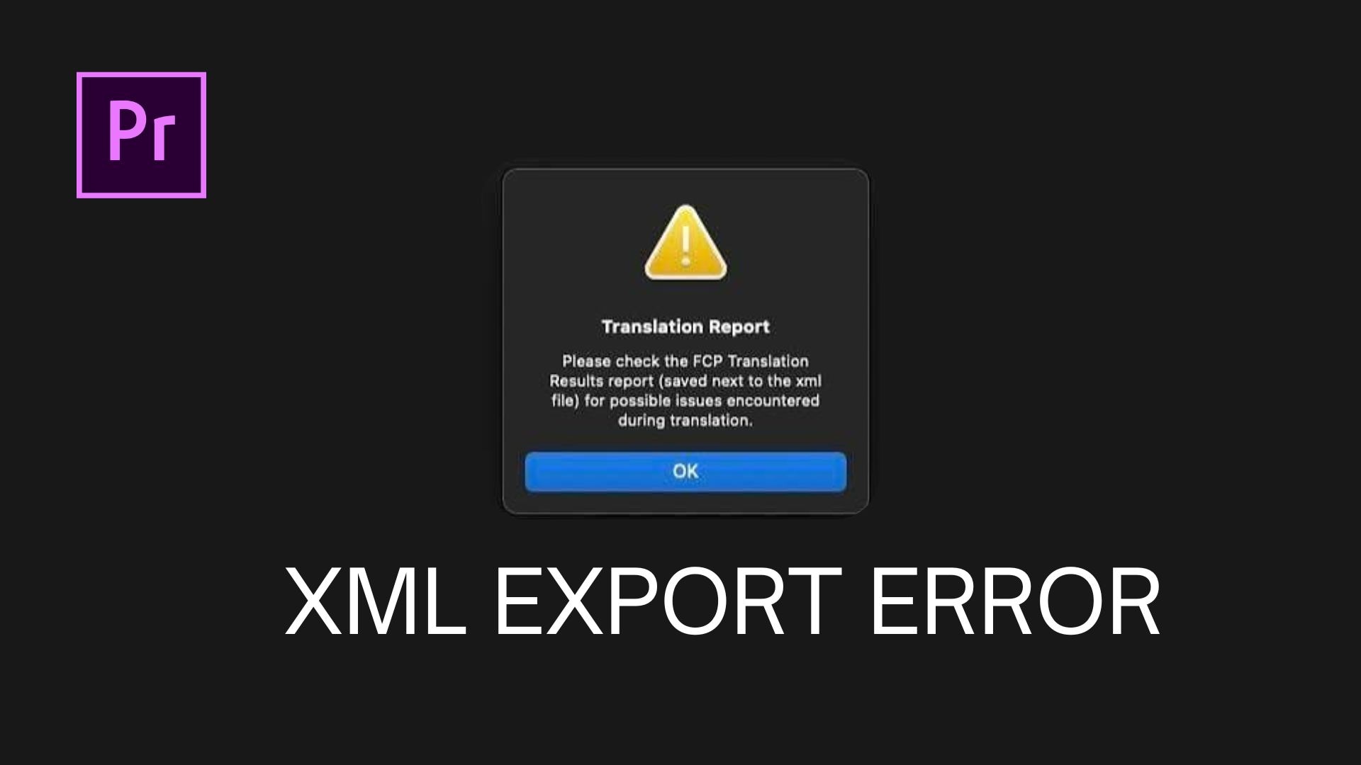 premiere pro xml export error