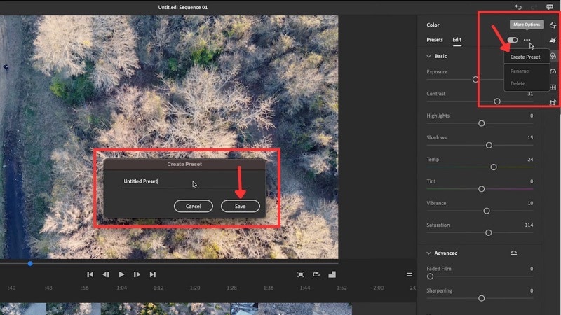 save the color preset you created