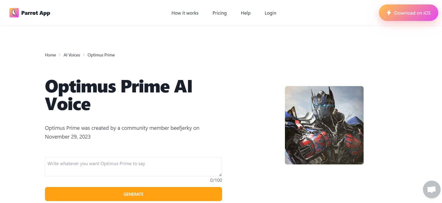 parrot ai prime voice ai