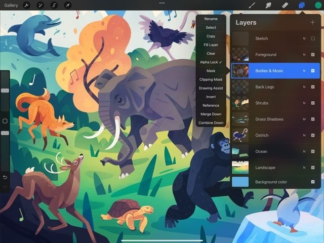 procreate layers and settings