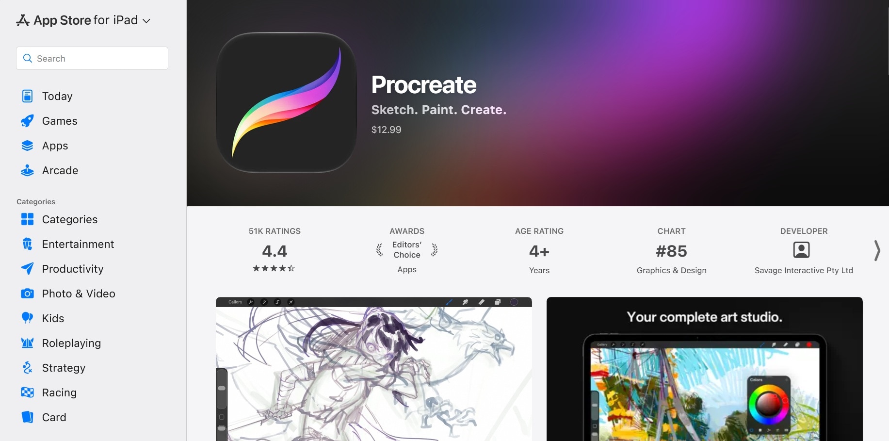 buy procreate on app store