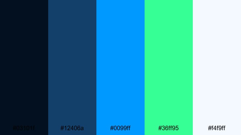 product launch pulse blue neon green color palette with hex codes