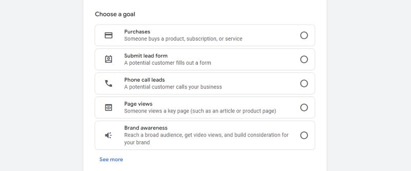 choose ad campaign goal