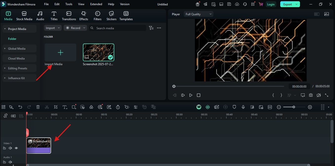 importing file on filmora