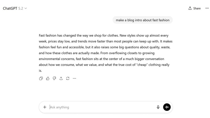 result from bad text ai prompt