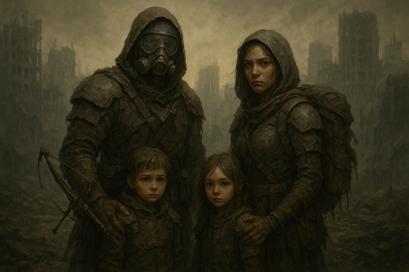 ai image of post apocalypse family