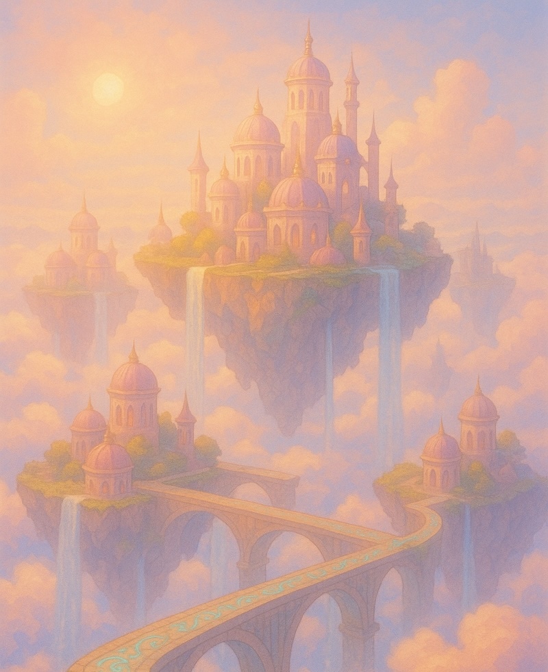 ai image of dreamy floating city