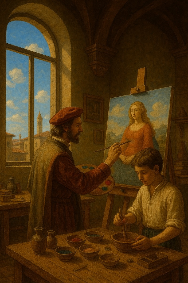 ai image of painter and apprentice