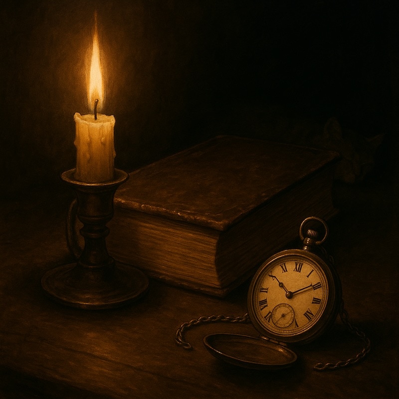 ai image of pocket watch in candlelight