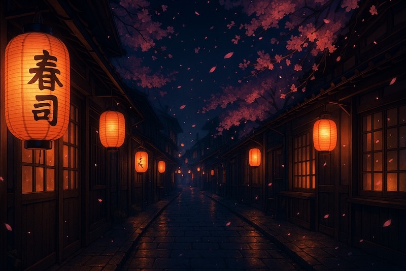 ai image Japanese street wallpaper