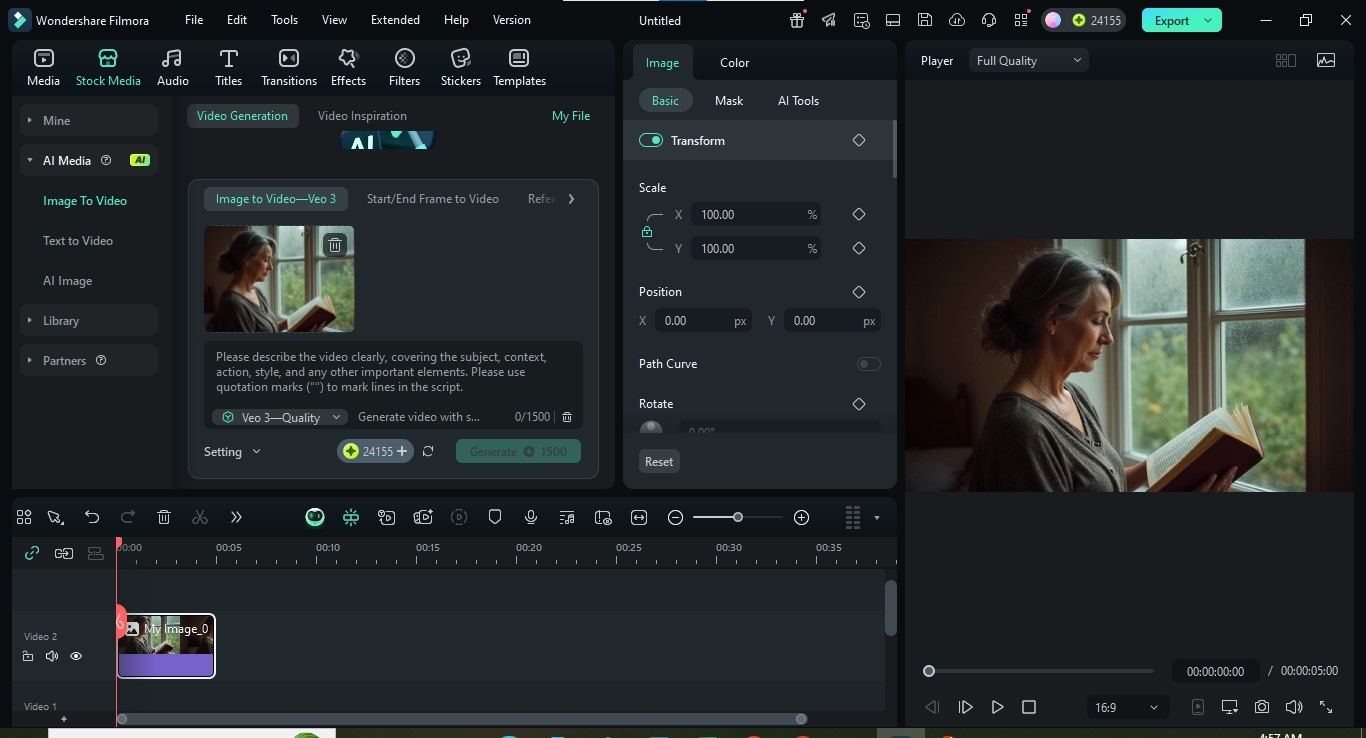 access the image to video feature