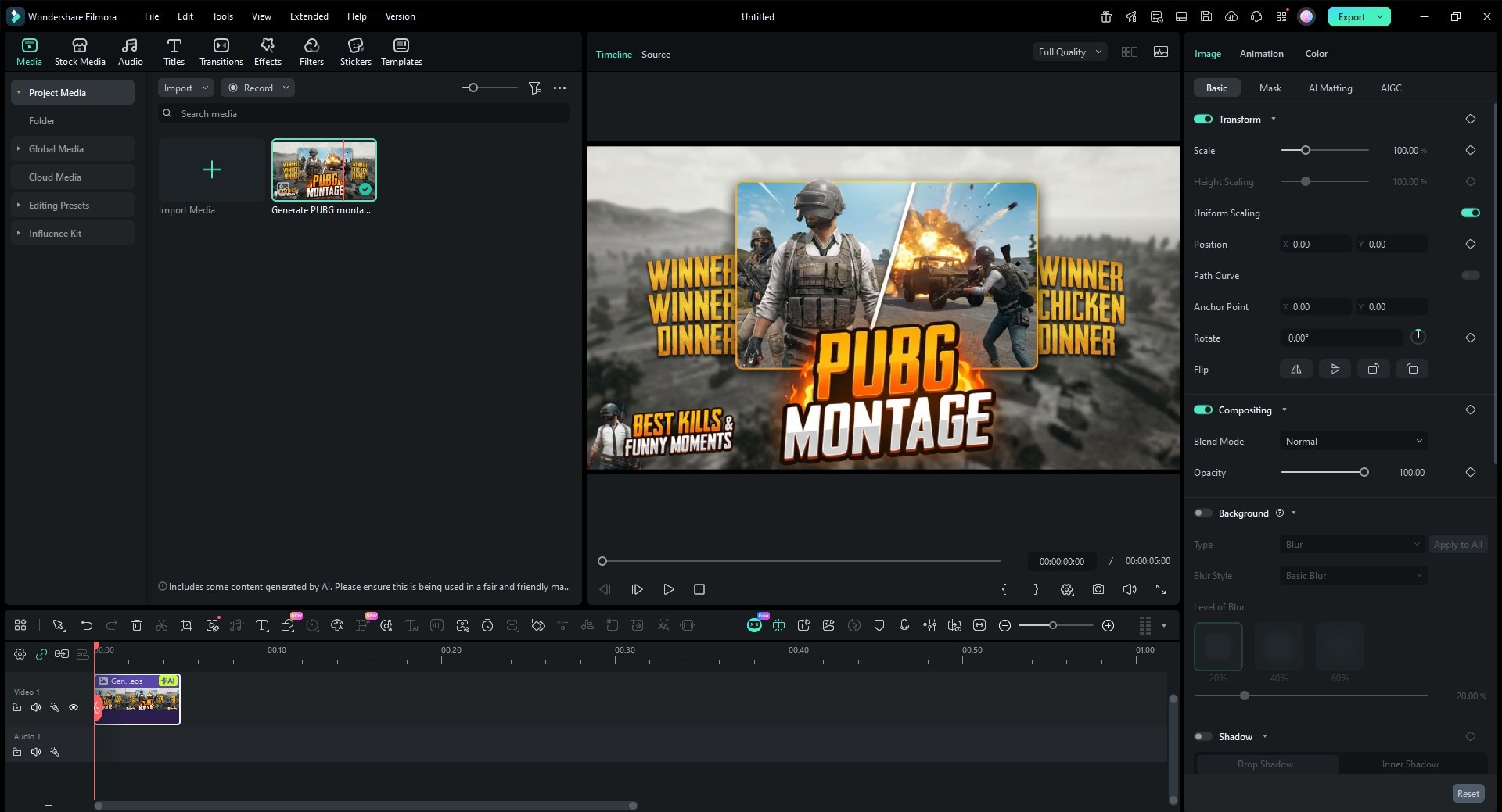 Make PUBG Montage Thumbnail with Filmora - Import Media