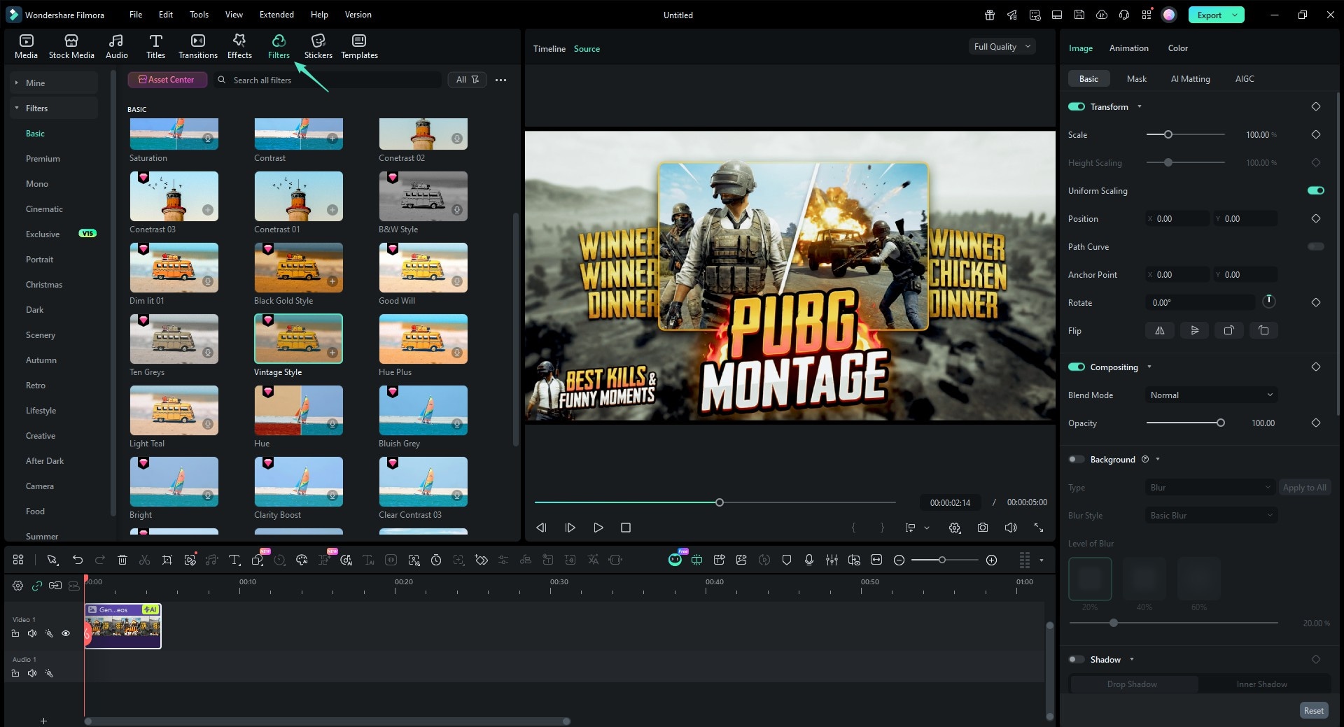 Make PUBG Montage Thumbnail with Filmora - Add Effects