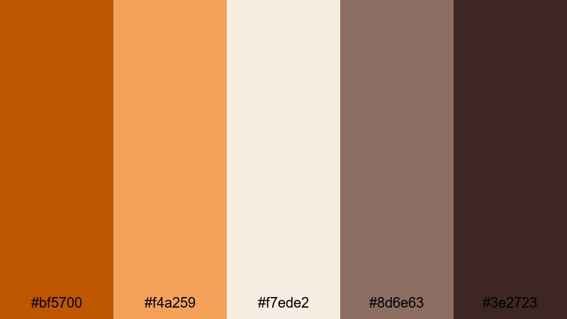 pumpkin chai comfort burnt orange color palette with hex codes
