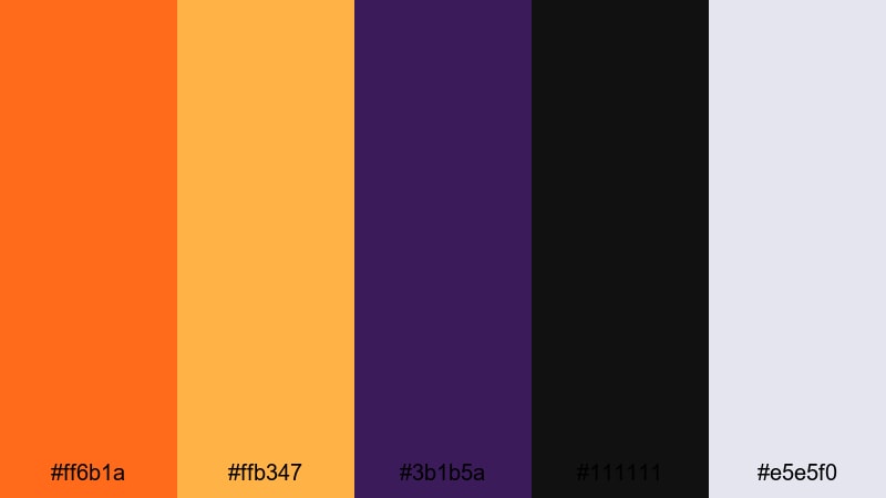 pumpkin patch nightfall halloween color palette with hex codes
