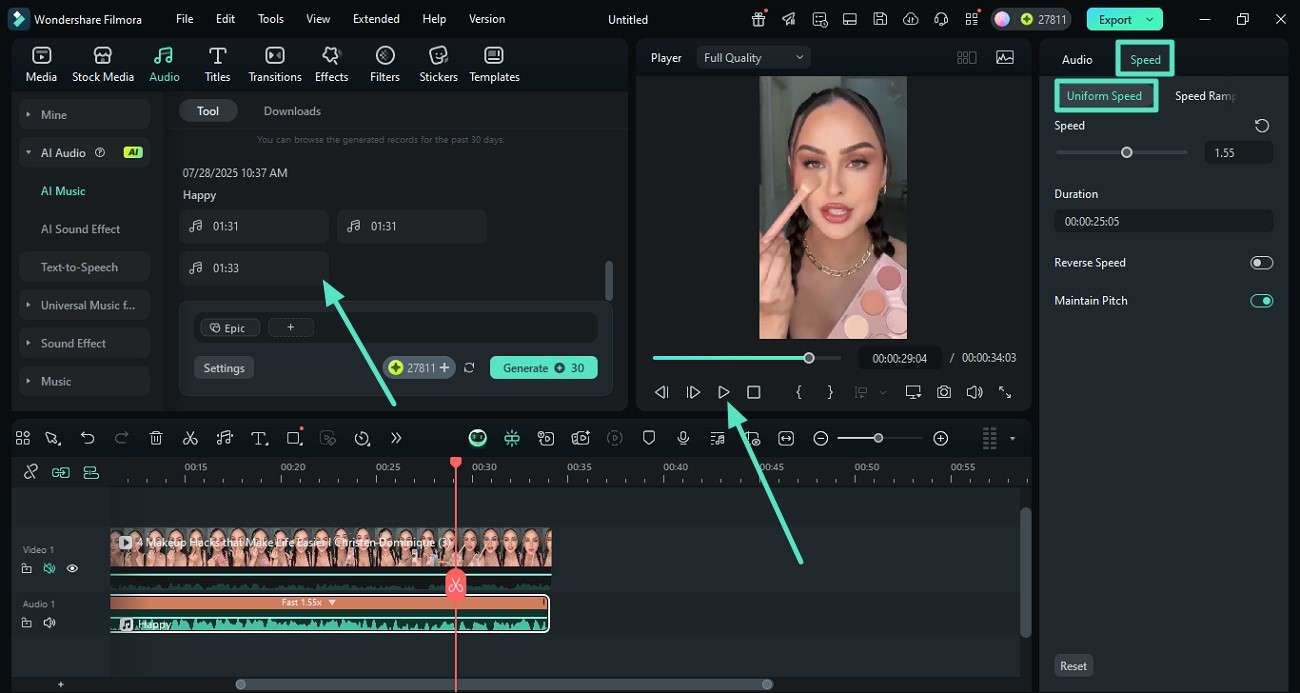 generate ai sound adjust speed