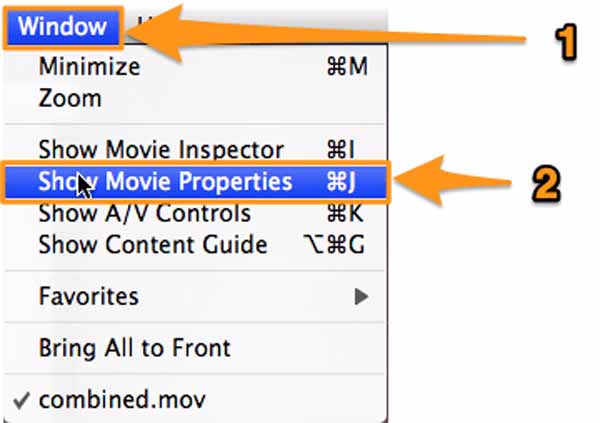 select show movie properties in quicktime