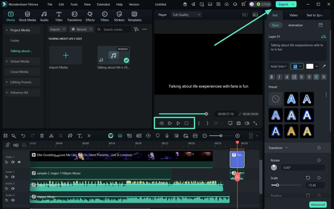 preview video results click export