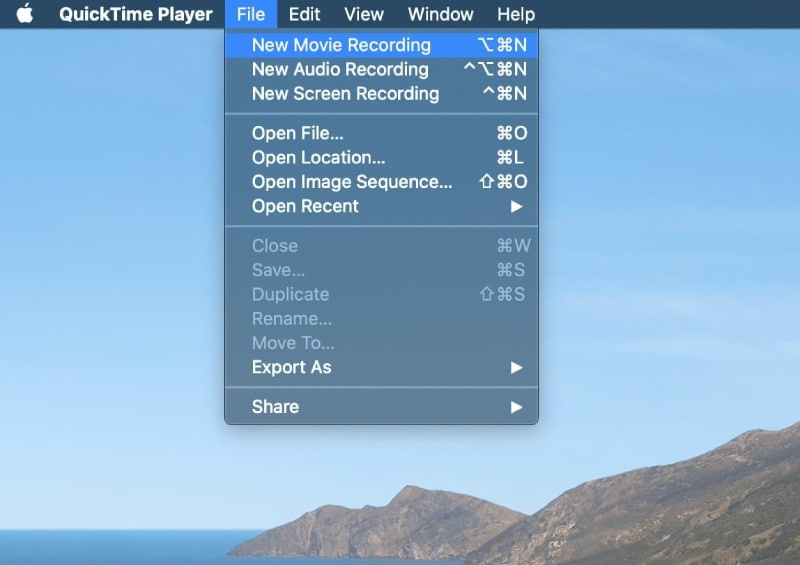 quicktime file new movie recording