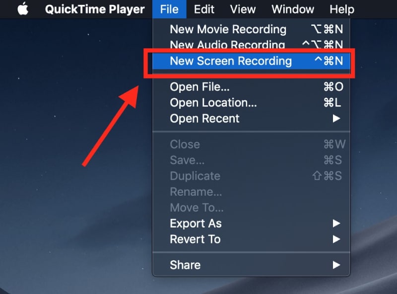 quicktime file new screen recording