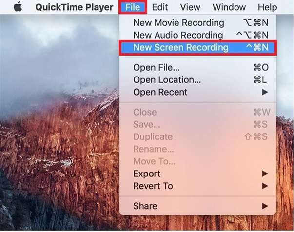 nouvel enregistrement d'écran dans quicktime