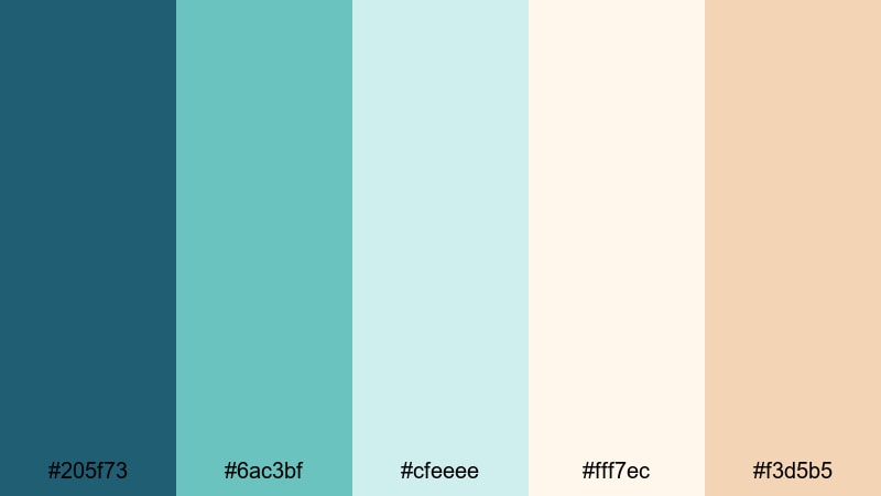 quiet coastal morning blue emerald color palette with hex codes