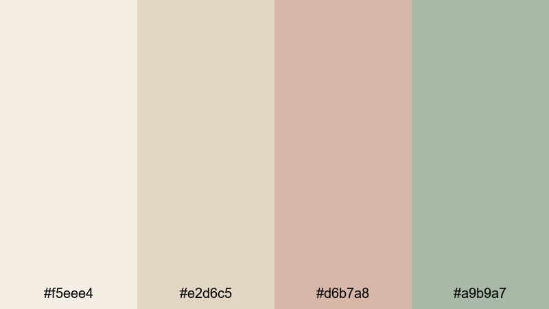 quiet desk flatlay bone color palette with hex codes