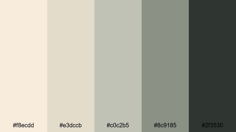 quiet gallery light champagne beige color palette with hex codes
