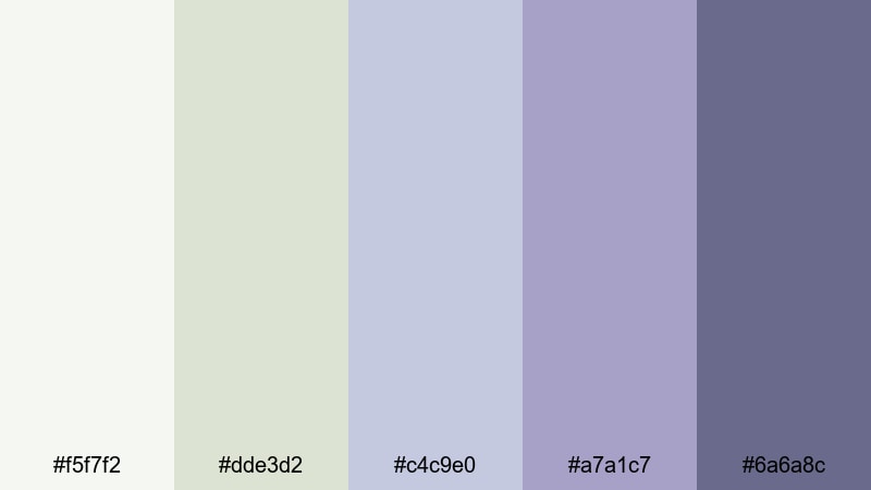 quiet garden reverie lavender color palette with hex codes
