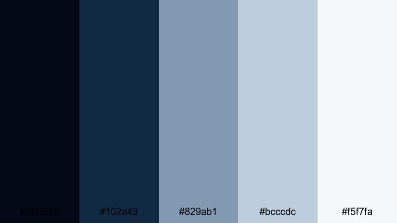 quiet library night dark blue color palette with hex codes