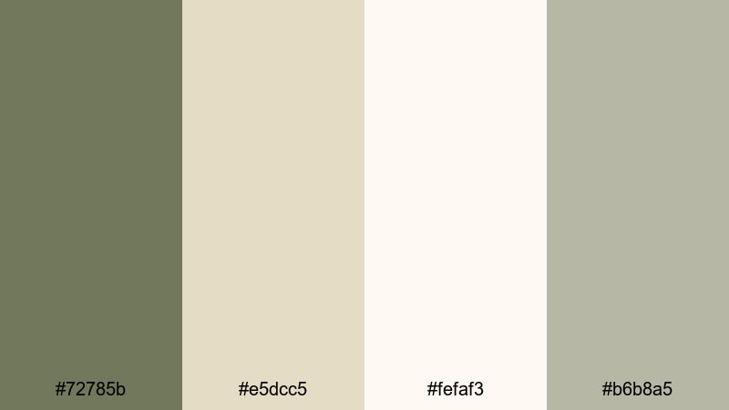quiet loft edit army green color palette with hex codes