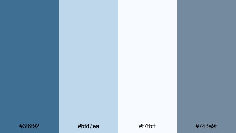 quiet ocean desk steel blue color palette with hex codes