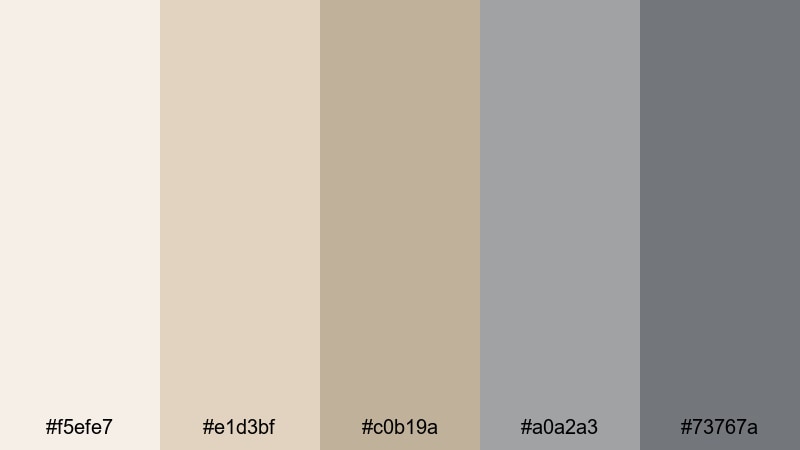 quiet studio light beige sand color palette with hex codes