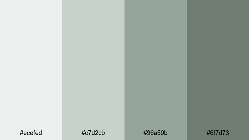quiet studio light gray green color palette with hex codes