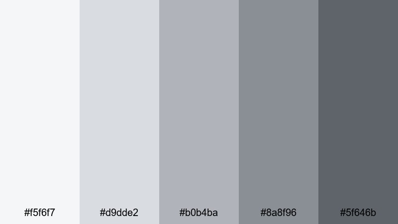 quiet studio morning ash grey color palette with hex codes