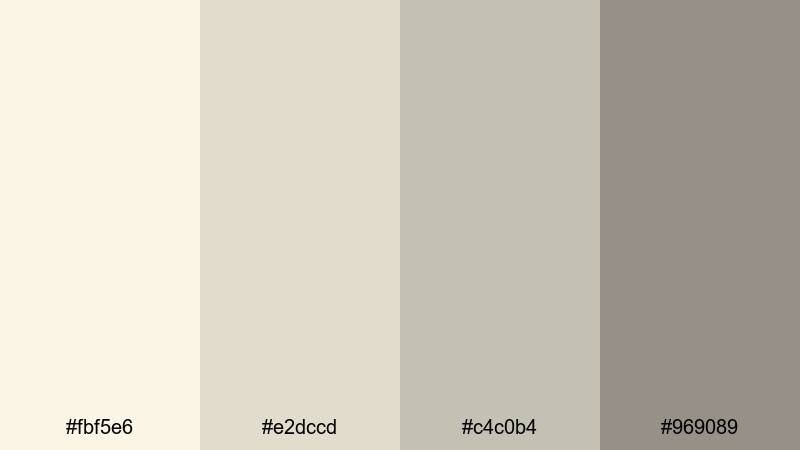 quiet sunday pages vanilla color palette with hex codes