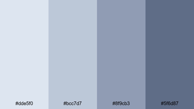 quiet winter studio cold color palette with hex codes