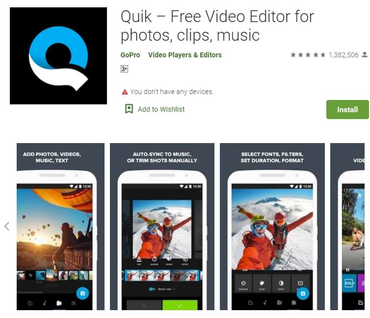Quik – 照片、片段、音樂的免費影片編輯器