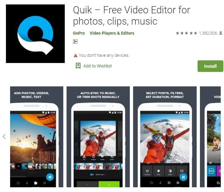 Quik – Бесплатный видеоредактор для Фотографий, Клипов, Музыки 