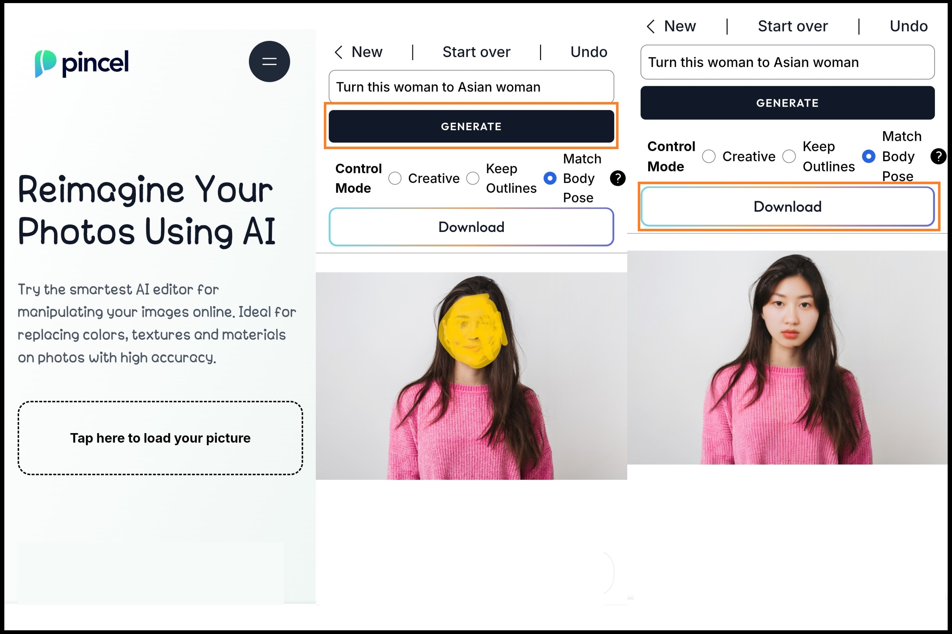 race swap filters on pincel