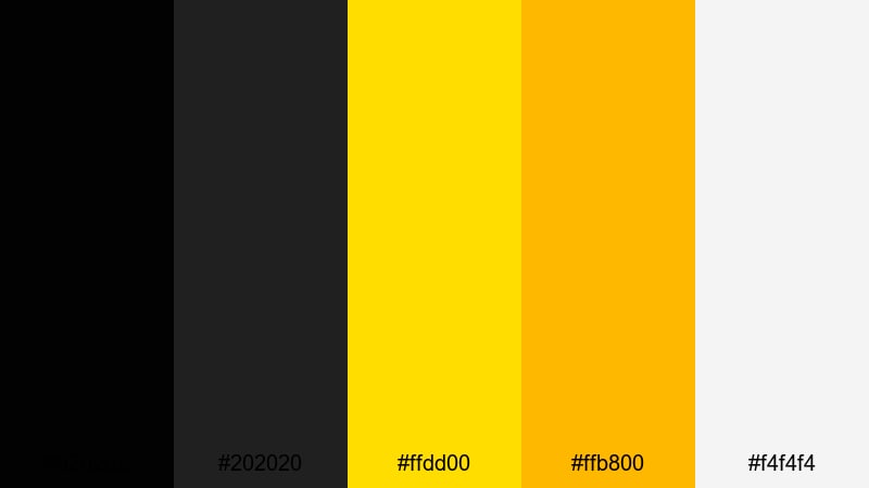 racing night lights black yellow color palette with hex codes