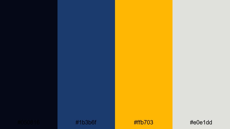 railway noir lights yellow dark blue color palette with hex codes