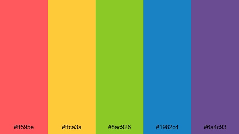 rainbow street festival happy color palette with hex codes