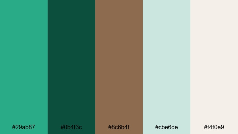 rainforest canopy calm jungle green color palette with hex codes