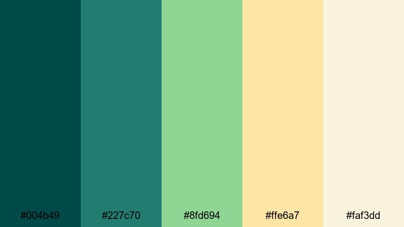 rainforest canopy calm midnight green color palette with hex codes