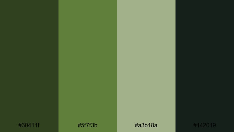rainforest canopy drift army green color palette with hex codes