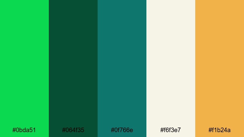 rainforest canopy glow malachite color palette with hex codes