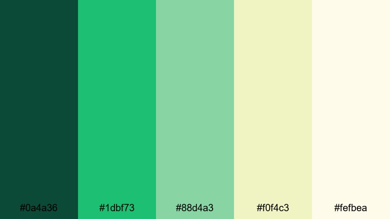 rainforest canopy mist phthalo green color palette with hex codes
